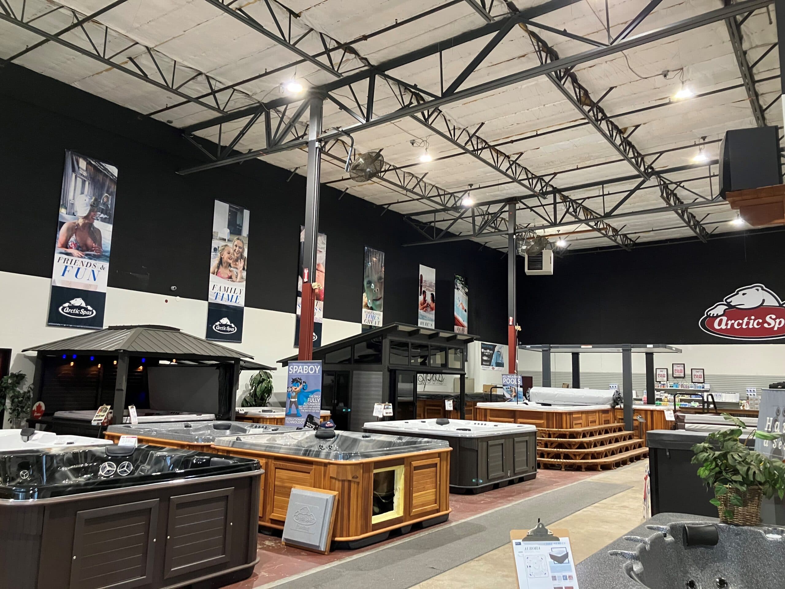 LED retail showroom lighting installation